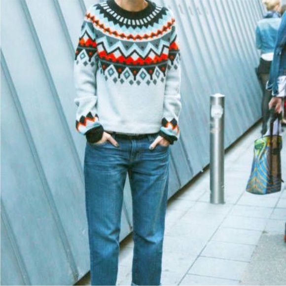 Merona navy blue and red long sleeve soft crewneck sweater - Picture 11 of 11